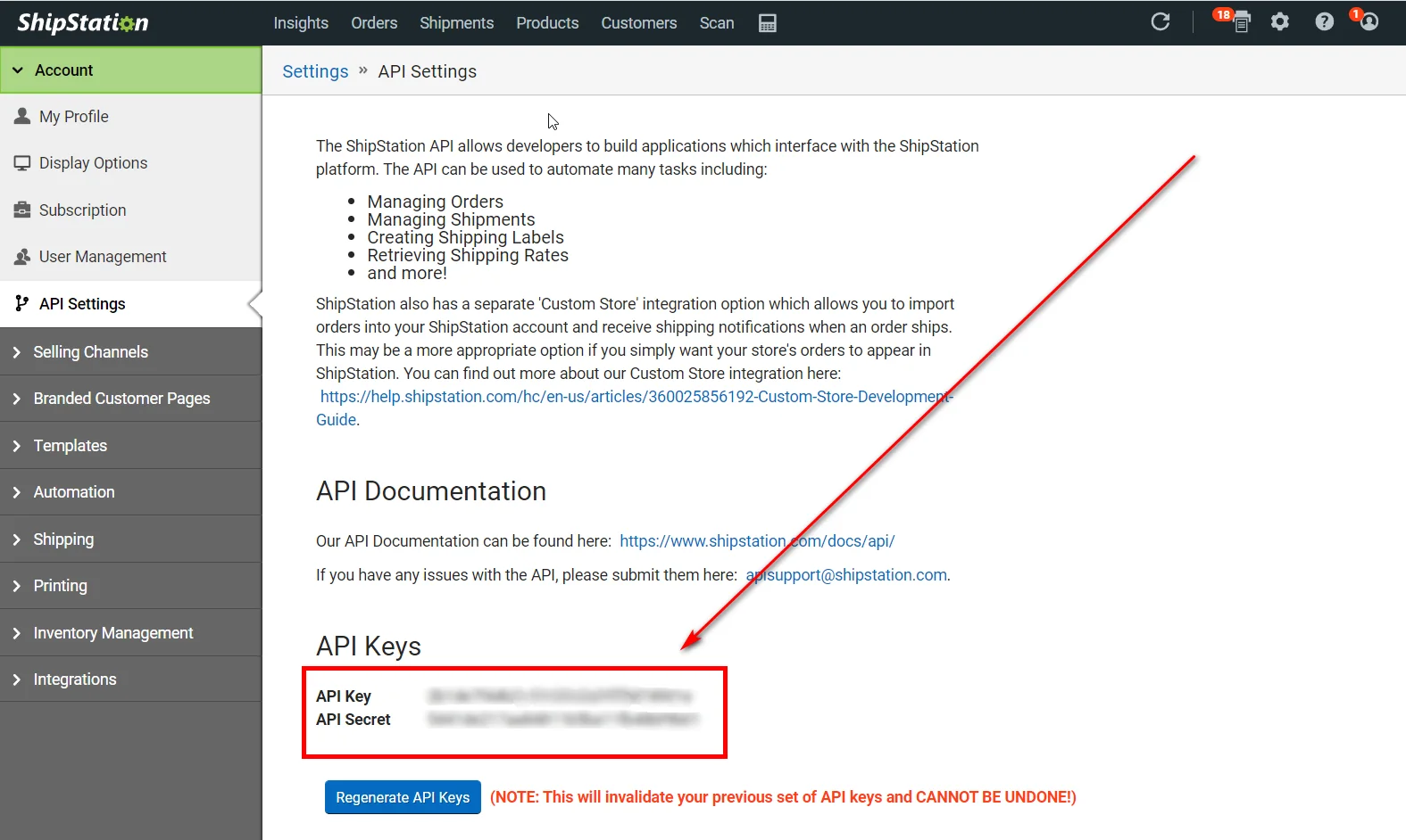 1. Go to Settings → Account → API → Generate New API Keys